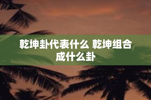 乾坤卦代表什么 乾坤组合成什么卦