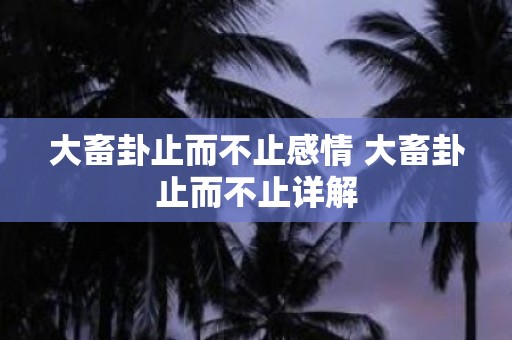 大畜卦止而不止感情 大畜卦止而不止详解